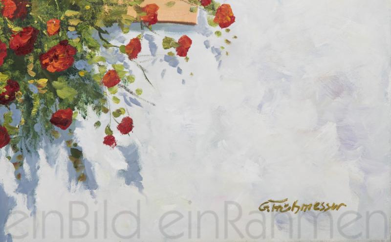 Rosen am Fenster guenther fruehmesser Öl auf Leinwand Detailbild von der gallerie EinBild EinRahmen
